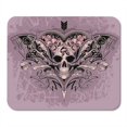 thumbnail image 1 of Purple Graphic Pink Tattoo Skull Heart on Dusty Mauve Black Evil Swirls Mousepad Mouse Pad Mouse Mat 9x10 inch, 1 of 3
