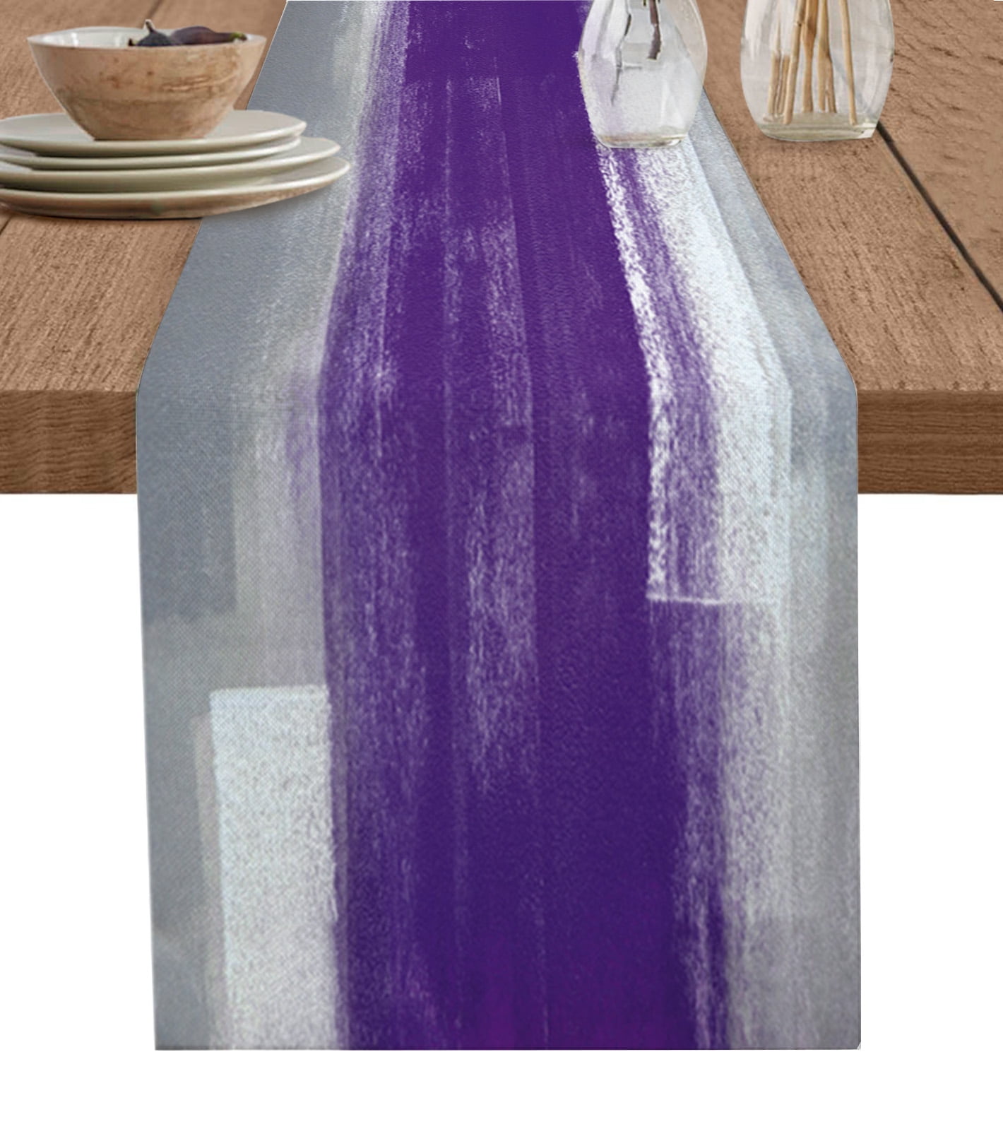 Purple Gray Abstract Art Texture Table Runner ration Home r Dinner ...