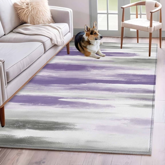 Purple Gray Area Rug 3x5 Washable Rug Non Slip Vintage Country Abstract Gradient Aesthetic Large Area Rug Indoor Floor Carpet for Entryway Bedroom Kitchen Living Room Home Office Dining Room Nursery