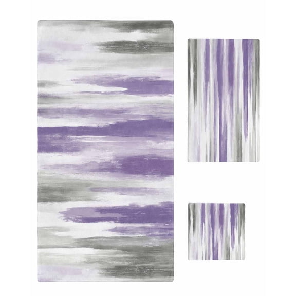 Purple Gray Bath Towels for Bathroom Set,Luxury Microfiber Towels Gifts for Women,Beach Kitchen Hand Hair Face Towel and Dish Washcloth,Vintage Country Abstract Gradient Aesthetic Towels+Set
