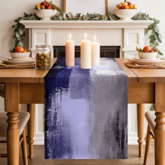 Purple Gray Block Retro Art Table Runner 70 Inches Long,Kitchen Dining Tablerunners Abstract Color Graffiti Texture Linen Table Runners Dresser Scarves for Home Dinner Wedding Holiday Party Decor