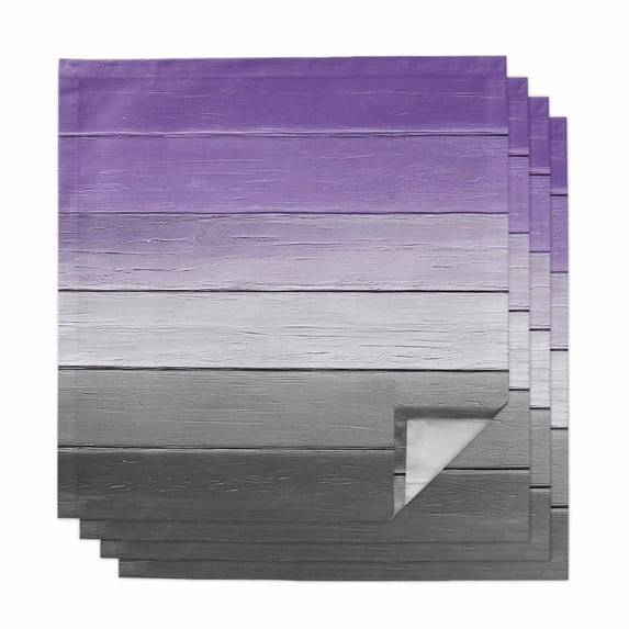 Purple Gray Cloth Napkins, Vintage Rustic Abstract Striped Wooden Grain Washable and Reusable Dinner Napkins Set of 4, Table Napkin for Kitchen Party Birthday Wedding Hotel Housewarming 20"x20"