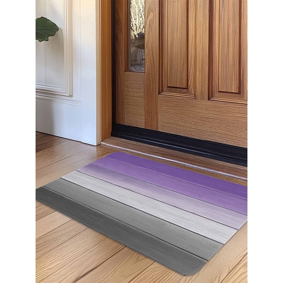 Purple Gray Door Mat&nbsp;Indoor Outdoor Entrance, Non Slip Rug for Kitchen Bathroom Entryway Rug, Vintage Rustic Abstract Striped Wooden Grain Washable Doormat Floor Mat 24x36 Inch