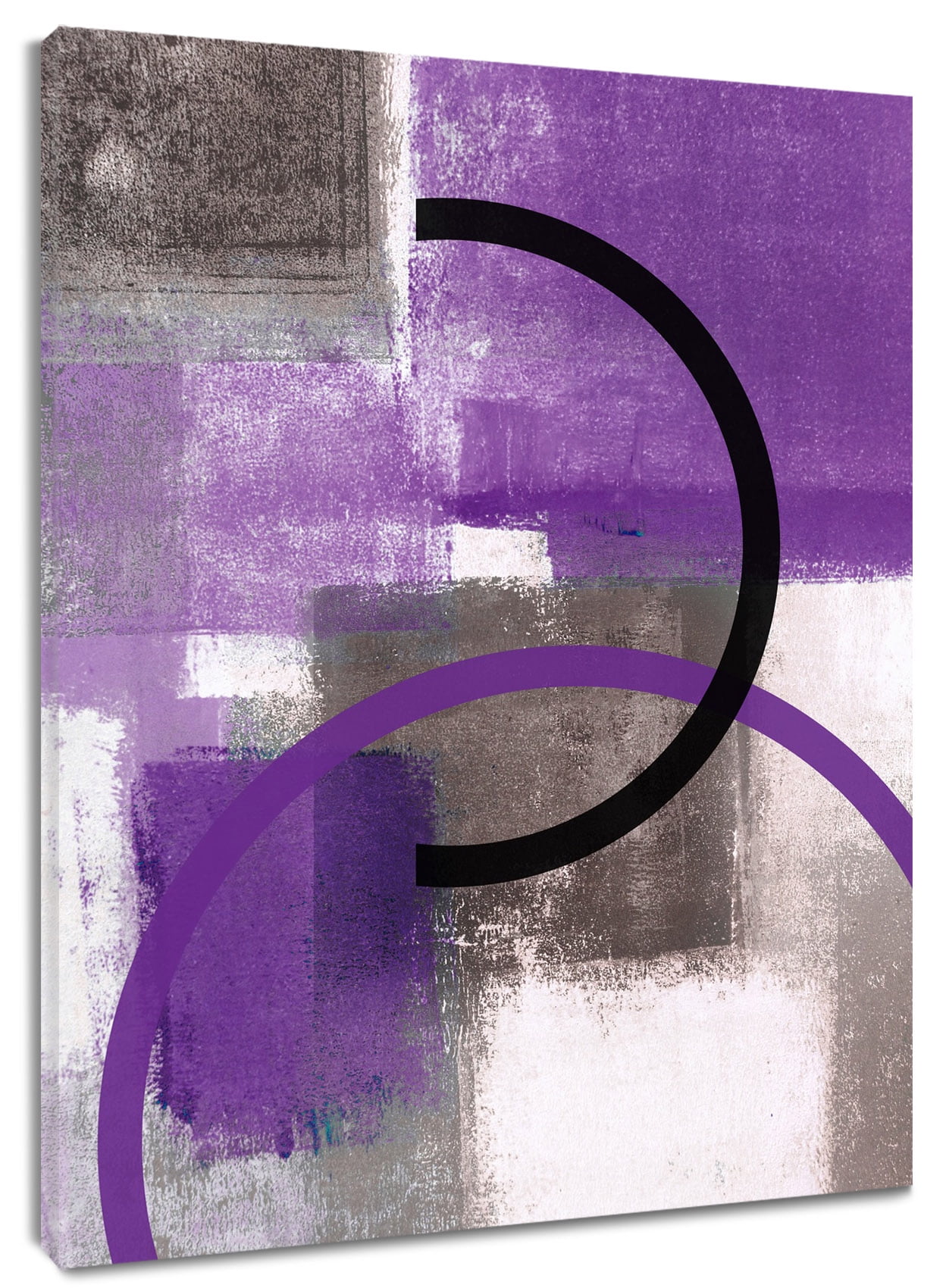 Purple and Gray Geometric Painting Picture Wall Art Abstract Vintage ...