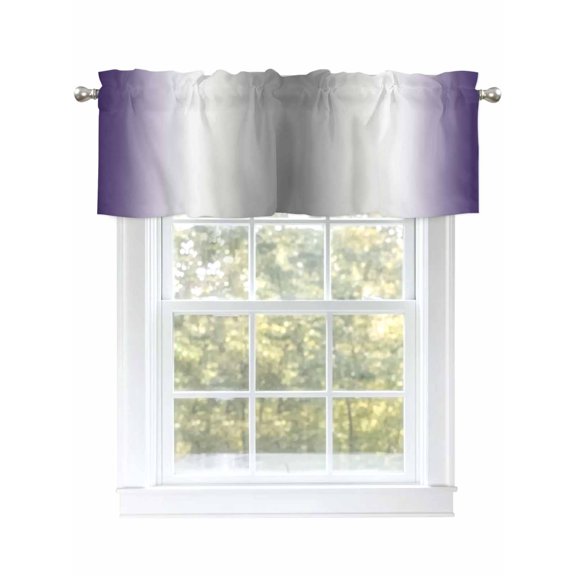 Purple Gray Gradient Curtain Valances for Windows, Abstract Window Valances, Window Treatment Rod Pocket Valance Curtains for Living Room/Kitchen/Bedroom/Bathroom, 54x18inch