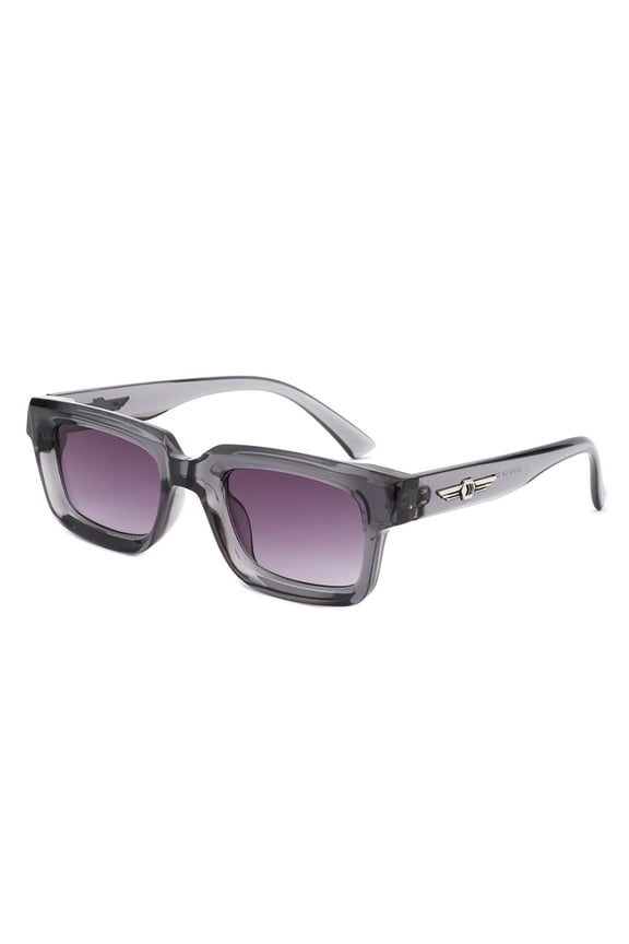 Purple-Gray Gradient Square Sunglasses with Decorative Detail - Gradient Lens UV Protection Stylish Daily Eyewear