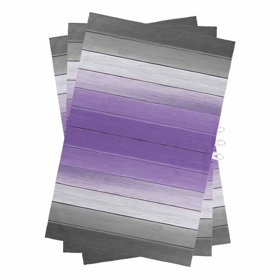 Purple Gray Kitchen Towels Set of 3, Water Absorbent Dish Towel, Vintage Rustic Abstract Striped Wooden Grain Decorative Hand Towels - Quick Drying Cloth for Cooking Baking, 18x28 Inch