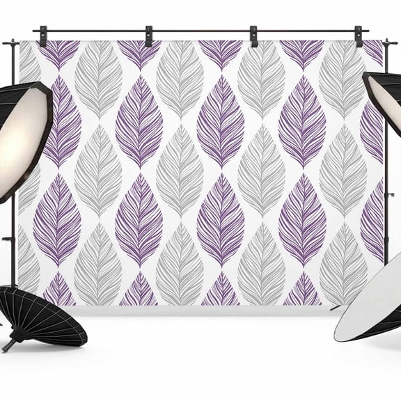 Purple Gray Leaves Backdrop for Photoshoot,Photography Photo Studio Background Wall Backdrop,Summer Tropical Plant Aesthetics Back Drop Banner Panel for Portraits Wedding Party Live Streaming 8x6Ft