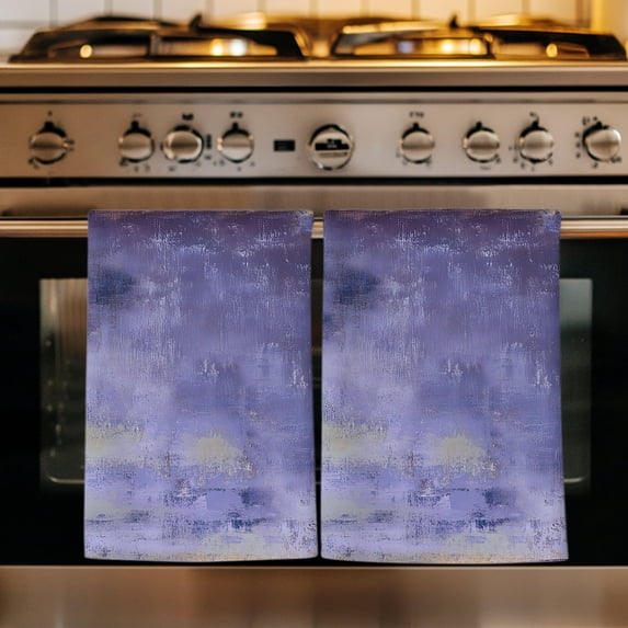 Purple Gray Ombre Kitchen Towels Set of 3, Modern Abstract Art Gradient Absorbent Dish Towels for Kitchen, Microfiber Hand Towel, Quick Drying Tea Towel for Cleaning Decorative Dishcloths
