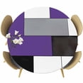 thumbnail image 1 of Purple Gray Round Fitted Table Cover Abstract Color Block Geometric Modern Waterproof Table Cloth with Elastic Edge Wipeable Tablecloth for Picnic Camping Party Fits 45"-54" Diameter, 1 of 8