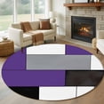 thumbnail image 1 of Purple Gray Round Living Room Rugs 8 ft, Abstract Color Block Washable Large Area Rug with Non-Slip Sturdy Edge Binding Round Carpet for Dining Room Kitchen Office, 1 of 9
