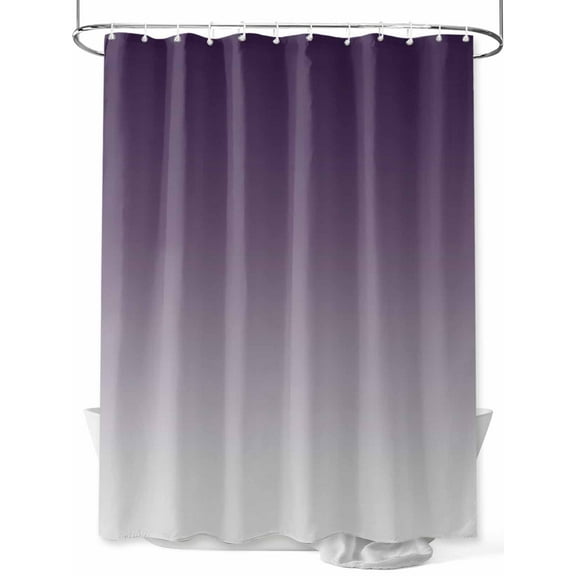 Purple Gray Shower Curtain, Gradient Waterproof Shower Curtain Set with 12 Hooks Lightweight Washable Fabric Shower Curtains for Bathroom 36x72 Inches