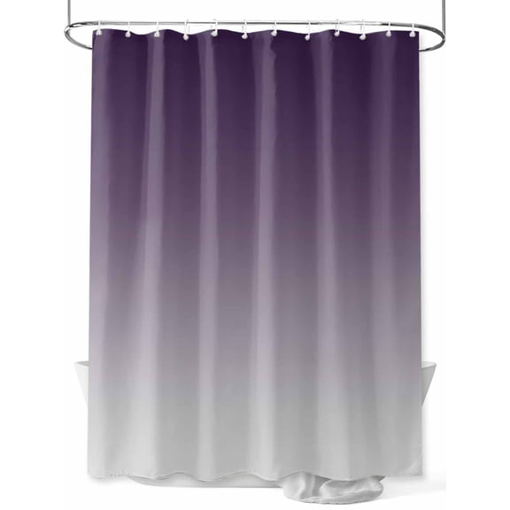 Purple Gray Shower Curtain, Gradient Waterproof Shower Curtain Set with 12 Hooks Lightweight Washable Fabric Shower Curtains for Bathroom 48x72 Inches
