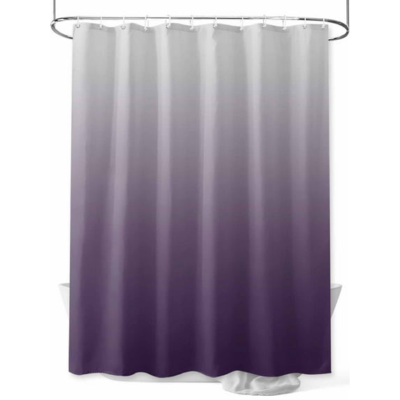 Purple Gray Shower Curtain, Gradient Waterproof Shower Curtain Set with 12 Hooks Lightweight Washable Fabric Shower Curtains for Bathroom 48x72 Inches