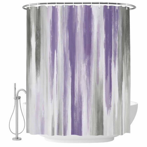 Purple Gray Shower Curtain, Waterproof Shower Curtains for Bathroom, Vintage Country Abstract Gradient Aesthetic Washable Fabric Bathtub Curtain Set Bath Decor with 12 Hooks 72"x78"