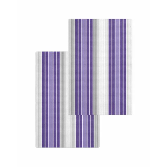 Purple Gray Stripes Kitchen Dish Towels for Drying Dishes Set of 2, Modern Simple Abstract Vertical Lines Waffle Weave Microfiber Terry Hand Tea Bathroom Towels Quick Dry & Absorbent Towel 15.7x23.6