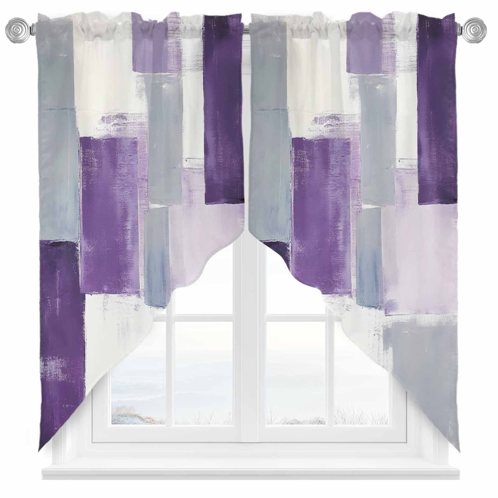Purple Gray Swag Curtain Valance for Windows, Graffiti Art Abstract ...