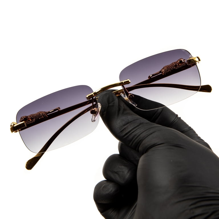 Purple Gray Tint Lens Luxury Unisex Small Square Rimless  display picture 2