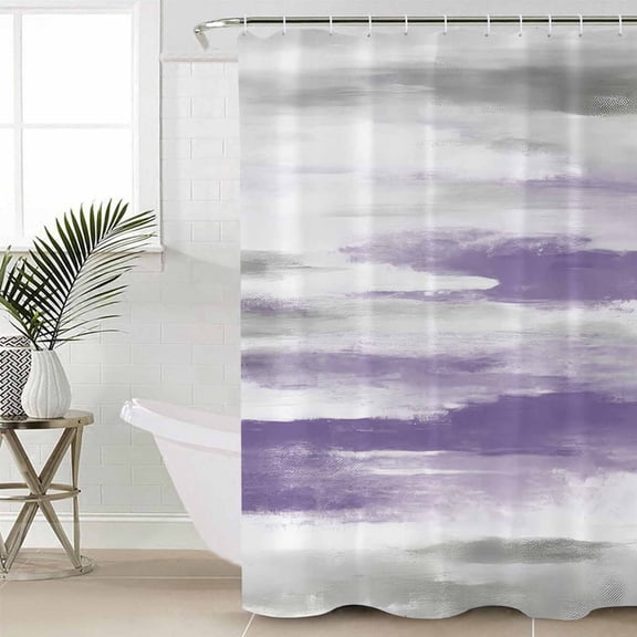 Purple Gray White Standard Shower Curtain Set, Waterproof Shower Curtains for Bathroom, Retro Country Abstract Mottled Texture Washable Fabric Cloth Bath Curtain for Bathtub with Hooks 72x72 Inches