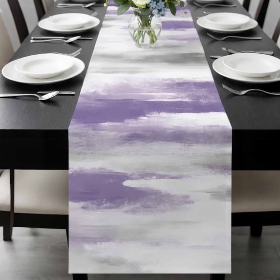Purple Gray White Table Runner 72 Inches Long, Retro Country Abstract Mottled Texture Kitchen Coffee Dining Table Decoration for Home Party Birthday Wedding Home Decor 18x72 Inches