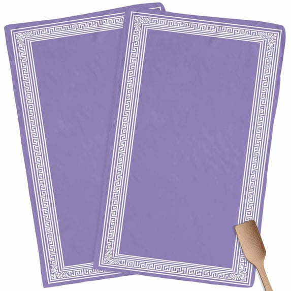 Purple Greek Key Kitchen Towel Dish Cloths Set of 2, Microfiber Soft Kitchen Hand Towels, Geometric Greece Ancient Farmhouse Geo Absorbent Quick Drying Dishcloths 18 x 28 Inches