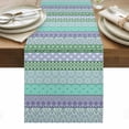thumbnail image 1 of Purple Green Boho Table Runner - 60 Inch Long, Kitchen Dining Table Runner Dresser Scarves, Vintage Ethnic Tribe Abstract Art Farmhouse Decor for Coffee Tables Wedding Party Banquet, 1 of 8