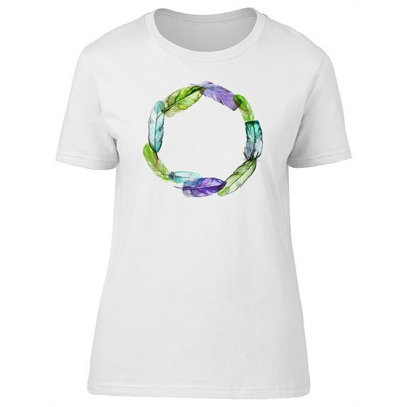 Purple Green Feathers Wreath Tee Women's -Image by Shutterstock