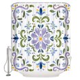 thumbnail image 1 of Purple Green Floral Bathroom Shower Curtains with 12 Hooks Polyester Waterproof Shower Curtain for Stalls and Bathtubs Ethnic Boho Cottagecore Botanical Decorative Bathroom Curtain 54x78 Inches, 1 of 9