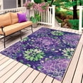 thumbnail image 1 of Purple Green Flowers Outdoor Rug for Patio/Deck/Porch, Non-Slip Large Area Rug 3 x 5 Ft, Watercolor Vintage Botanical Indoor Outdoor Rugs Washable Area Rugs, Reversible Camping Rug Carpet Runner, 1 of 8
