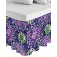 thumbnail image 1 of Purple Green Flowers Wrap Around Bed Skirts for Queen Bed 18" Drop,Bed Skirt with Adjustable Elastic Belt Dust Ruffle Bed Valance for Bedroom Hotel Luxury Watercolor Vintage Botanical Bed Frame Cover, 1 of 7