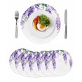 thumbnail image 1 of Purple Green Leaf Round Placemats Set of 6 for Dinning Tables,Heat-proof Braided Table Mats 15 Inch,Spring Watercolor Botanical Flower Washable Place Mat for Kitchen Restaurant Party Table Decor, 1 of 9