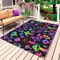thumbnail image 1 of Purple Green Mushroom Outdoor Rug for Patio/Deck/Porch, Non-Slip Large Area Rug 5 x 7 Ft, Abstract Art Botanical Gradient Indoor Outdoor Rugs Washable Area Rugs, Reversible Camping Rug Carpet Runner, 1 of 8