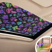 Purple Green Mushroom Window Privacy Film Rainbow Static Cling Stain Glass Window Film for Glass Door, Decorative Sunroof Decal Sticker for Car Bathroom 17.7"x39.3" Abstract Art Botanical Gradient