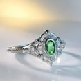 thumbnail image 1 of Purple/Green/Rose Red AAA Cz Oval Cut Bands Women's Retro Silver Ring Size 6-10, 1 of 6