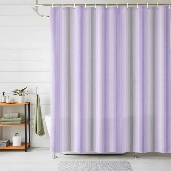 Purple Green Striped Shower Curtains for Bathroom, Modern Boho Stripes Minimalist Waterproof Fabric Shower Curtain, Decorative Bathroom Curtain for Bathtub, 36"x72", No Hooks Included