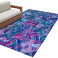 thumbnail image 1 of Purple Green Waves Area Rugs Collection 2.7'x5', Modern Abstract Art Non Slip Indoor Rectangle Throw Runner Rug Floor Mat Carpet for Living Room Dining Table Bedroom Nursery, 1 of 9