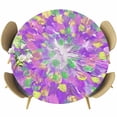 thumbnail image 1 of Purple Green Yellow Round Fitted Table Cover Abstract Modern Waterproof Table Cloth with Elastic Edge Wipeable Tablecloth for Picnic Camping Party Fits 55"-60" Diameter, 1 of 8