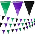 thumbnail image 1 of Purple Green and Black Pennant Banner Flags | OSHA 500lb Rated | Strand Fade Resistant 【102FT】, 1 of 3