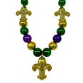 thumbnail image 1 of Purple, Green and Gold Big Ball Beads with Fleur de Lis Necklace (Each), 1 of 3