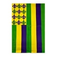 thumbnail image 1 of Purple, Green and Gold Striped Garden Flag with Fleur De Lis (Each), 1 of 1