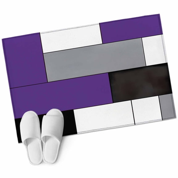 Purple Grey 2'x3' Washable Rug, Modern Purple Geometric Non-Slip Soft Doormat Area Rugs for Entrance Bathroom Bedsides, Carpet for Kitchen Bedroom, Entryway Floor Mat