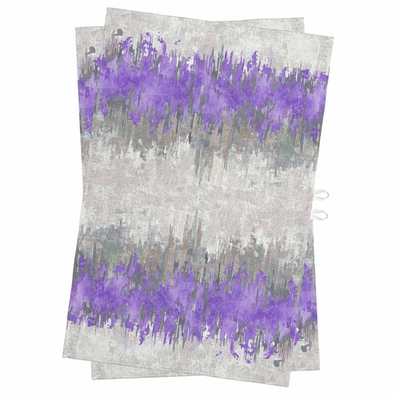 Purple Grey Abstract Kitchen Towels Set of 2, Water Absorbent Dish Towel, Gradient Geometric Graffiti Modern Art Decorative Hand Towels - Quick Drying Cloth for Cooking Baking, 18x28 Inch