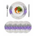 thumbnail image 1 of Purple Grey Abstract Round 15 Inch Placemats Set of 4, Gradient Geometric Graffiti Modern Art HeatResistant Non Slip Place Mats for Dining Table, Wipeable Braided Kitchen Table Mats for Housewarming, 1 of 9
