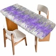thumbnail image 1 of Purple Grey Abstract Table Cloths for 8 Foot Rectangle Tables, Gradient Geometric Graffiti Modern Art Patio Waterproof Elastic Fitted Tablecloths, Washable Rectangular Table Cover for Camping, 1 of 8