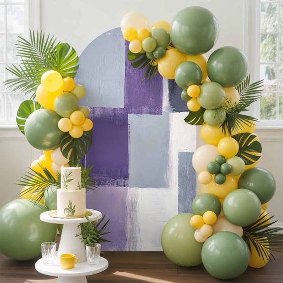 Purple Grey Arch Backdrop Cover, 5FT, Graffiti Art Abstract Mottled Oil Paint Texture Spandex Arch Covers Double-Sided Backdrop for Wedding Birthday Party Photo Background Decoration