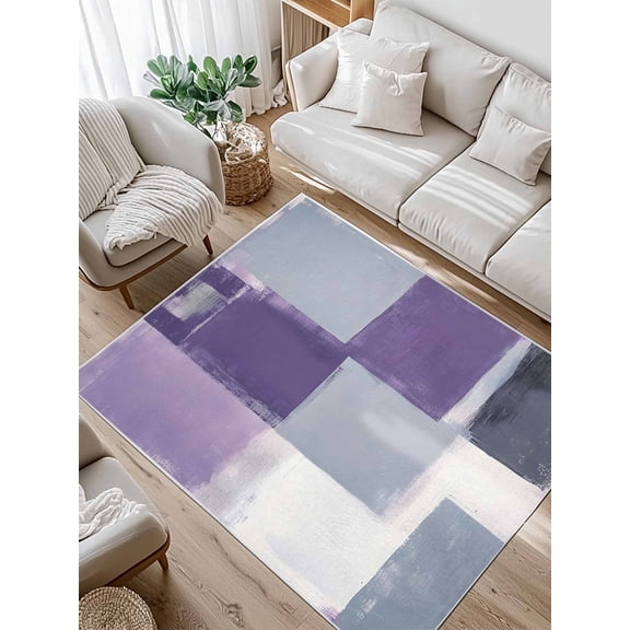 Purple Grey Area Rug for Bedroom 3x5 Ft Graffiti Art Abstract Mottled Oil Paint Texture Super Soft fuzzy Throw Rug Non-Slip Fluffy Plush Indoor Floor Carpet for Living Room Nursery Home Decor