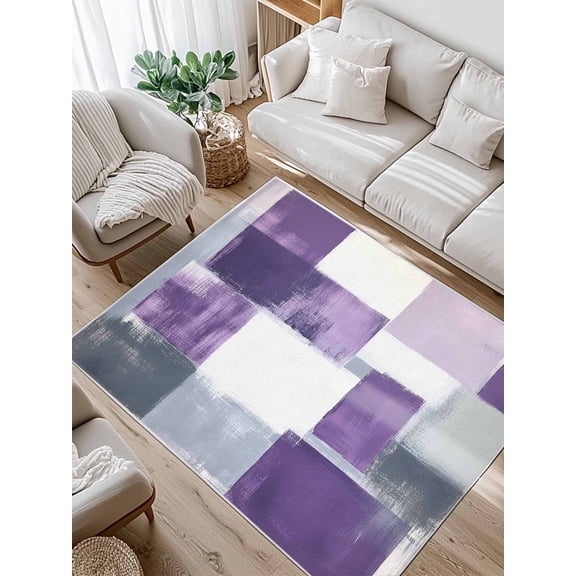 Purple Grey Area Rug for Bedroom 4x6 Ft Graffiti Abstract Mottled Color Block Modern Art Super Soft fuzzy Throw Rug Non-Slip Fluffy Plush Indoor Floor Carpet for Living Room Nursery Home Decor