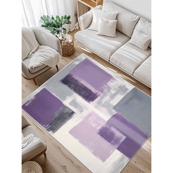 Purple Grey Area Rug for Bedroom 4x6 Ft Graffiti Art Abstract Mottled Color Block Modern Super Soft fuzzy Throw Rug Non-Slip Fluffy Plush Indoor Floor Carpet for Living Room Nursery Home Decor