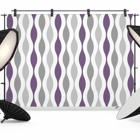 Purple Grey Backdrop for Photography, Medieval Print Waves Geometric Photo Backdrop Portrait Background Party Banner Photo Backgrounds for Studio Booth Props, 7x5ft