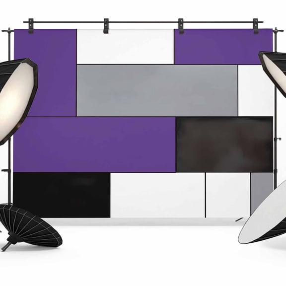 Purple Grey Backdrop for Photoshoot, Photography Photo Studio Background Wall Backdrop, Modern Purple Geometric Back Drop Banner Panel for Portraits Wedding Party Live Streaming Decor 7x5Ft